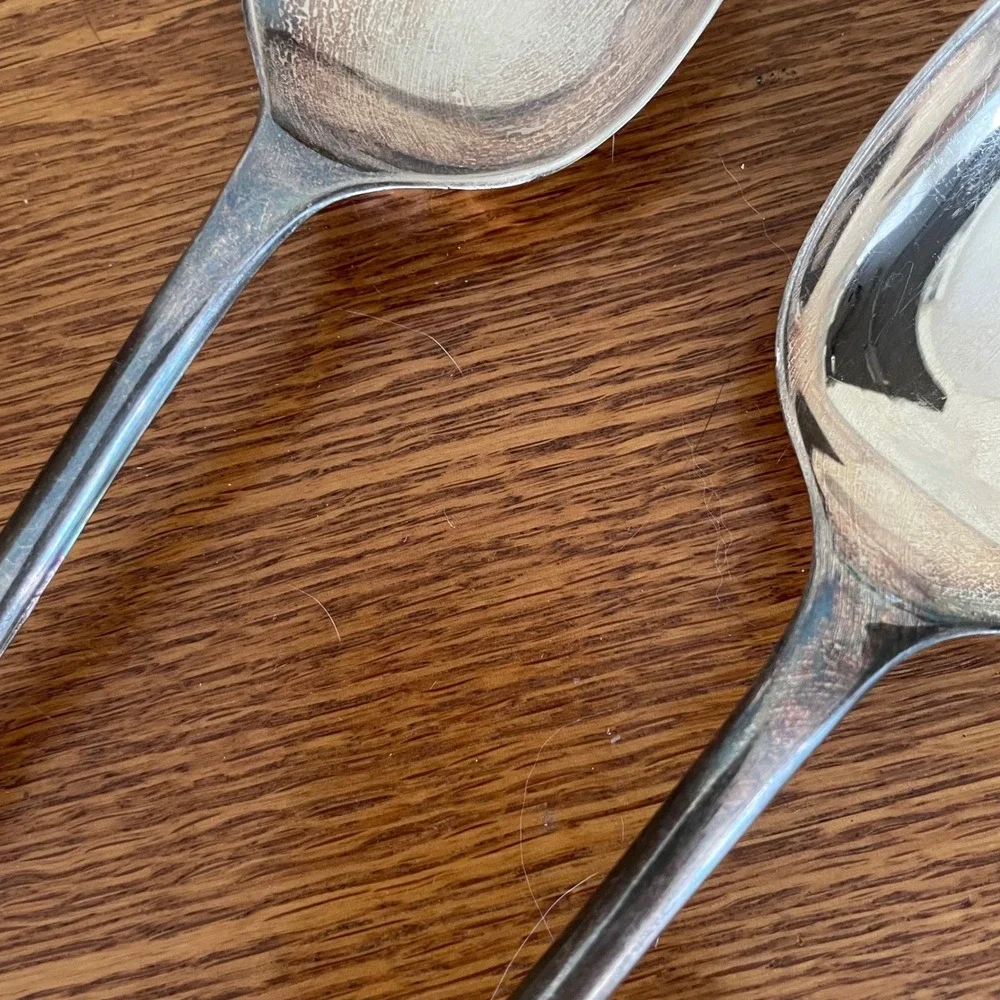Silver-Plated Salad Serving‎ Spoon Set ITALY Unbranded Tarnished Distressed READ